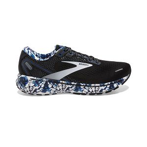 Brooks Ghost 14 Road Running Shoes - Mens, Black/White/Blue | IE-BKP392746